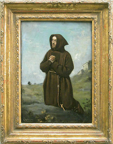 Moine brun en prière, à genoux - Jean-Baptiste Camille Corot