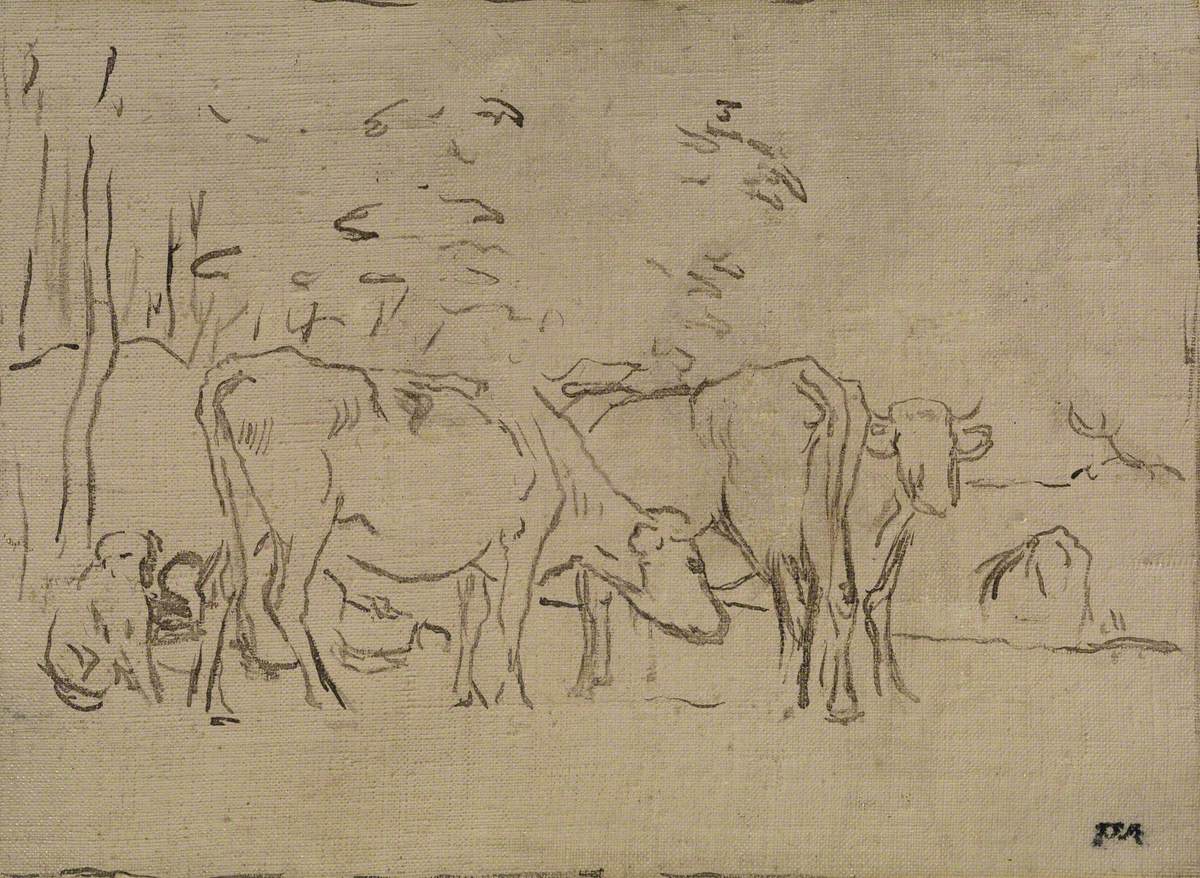 Paysage avec vaches, bouvier et chien - Jean-François Millet