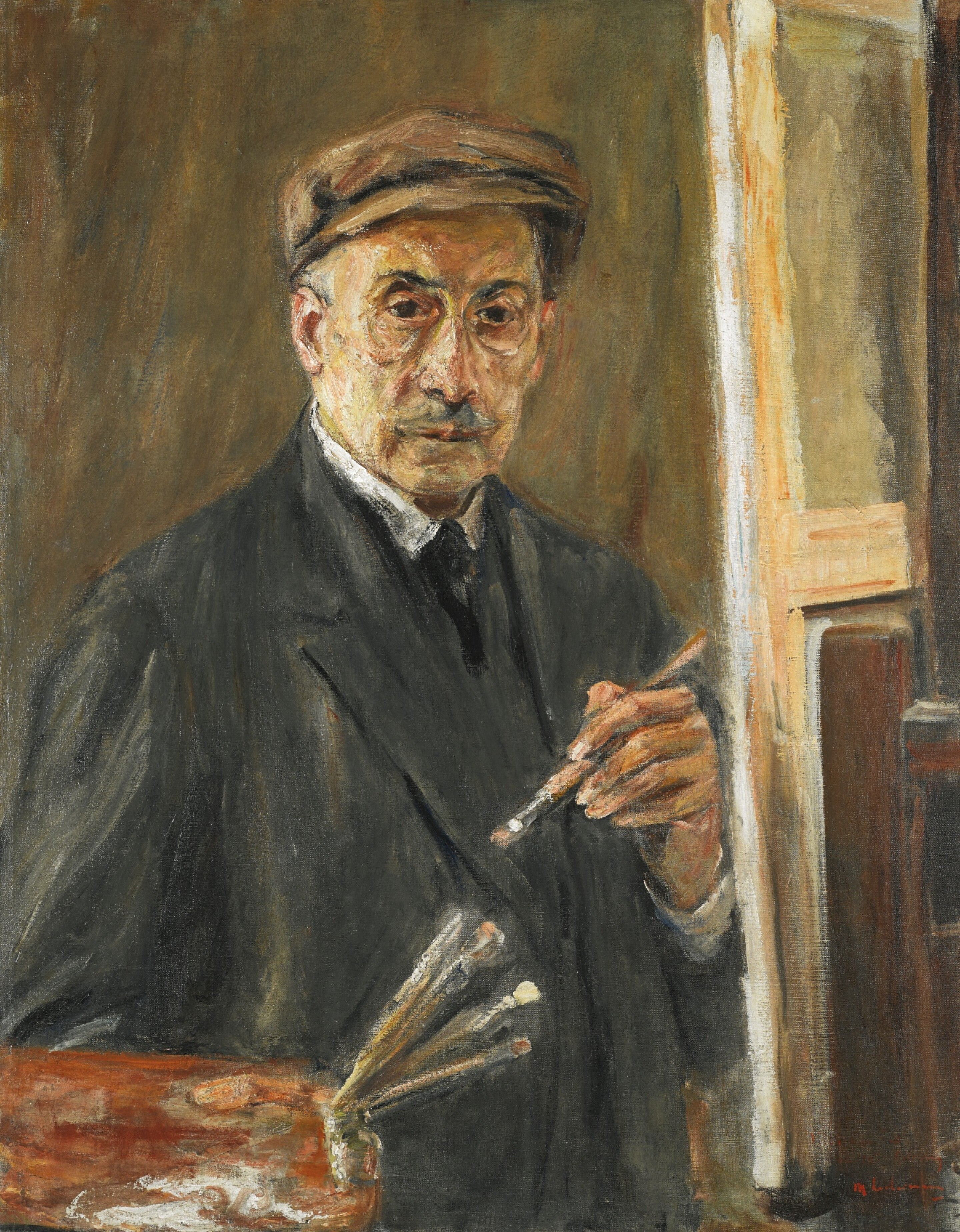 autoportret w płaszczu z pędzlem i paletą - Max Liebermann