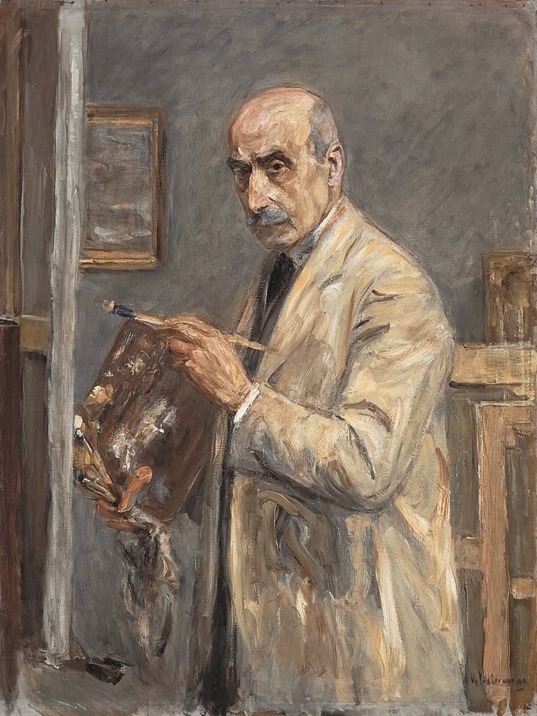 Autoportret w fartuchu malarskim (Selbstbildnis im Malkittel) - Max Liebermann