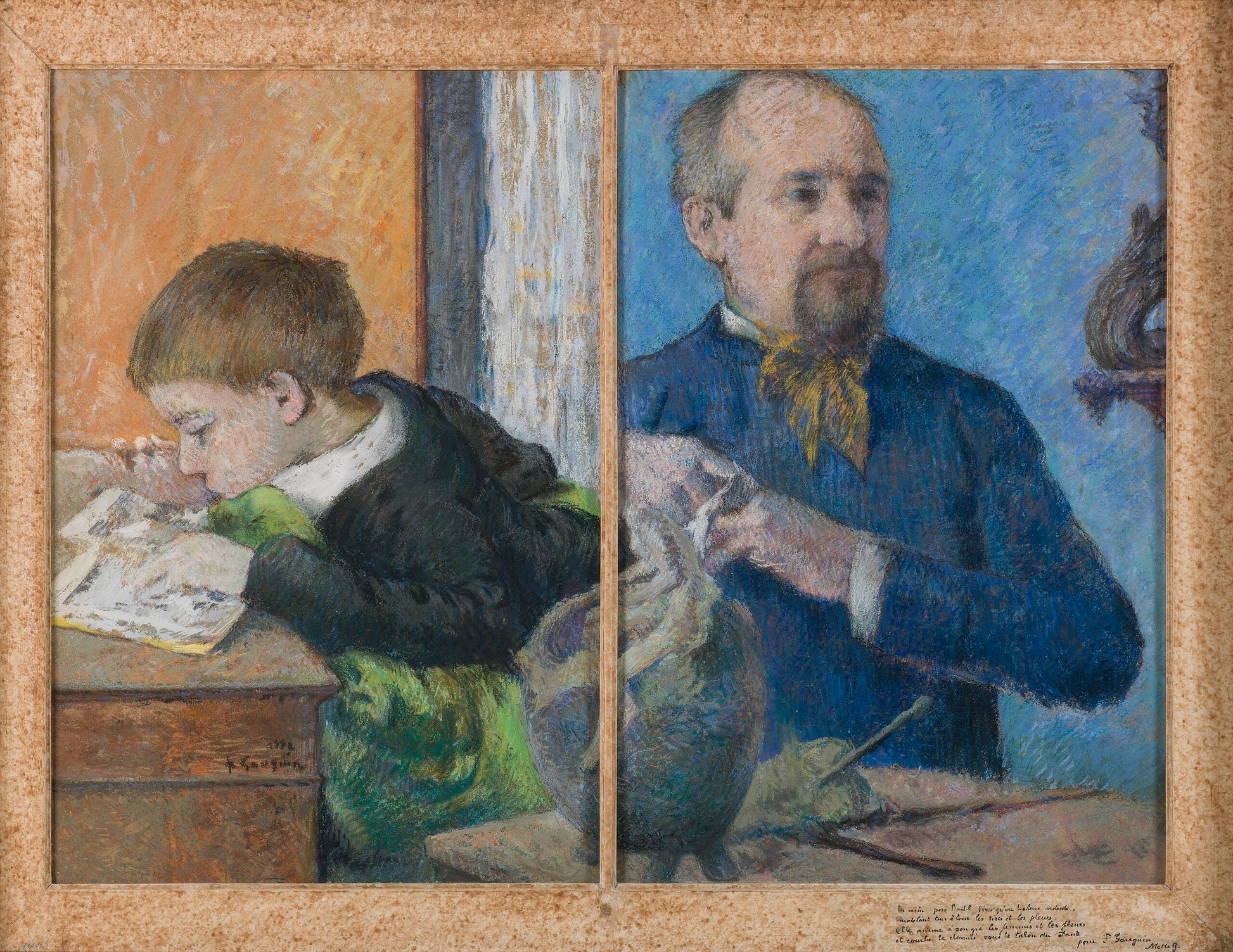 Rzeźbiarz Jean Paul Aubé (1837-1916) i jego syn, Emile - Paul Gauguin