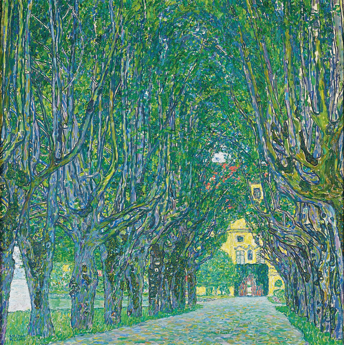 Allée dans le parc du château de Kammer de Gustav Klimt, tableau entier