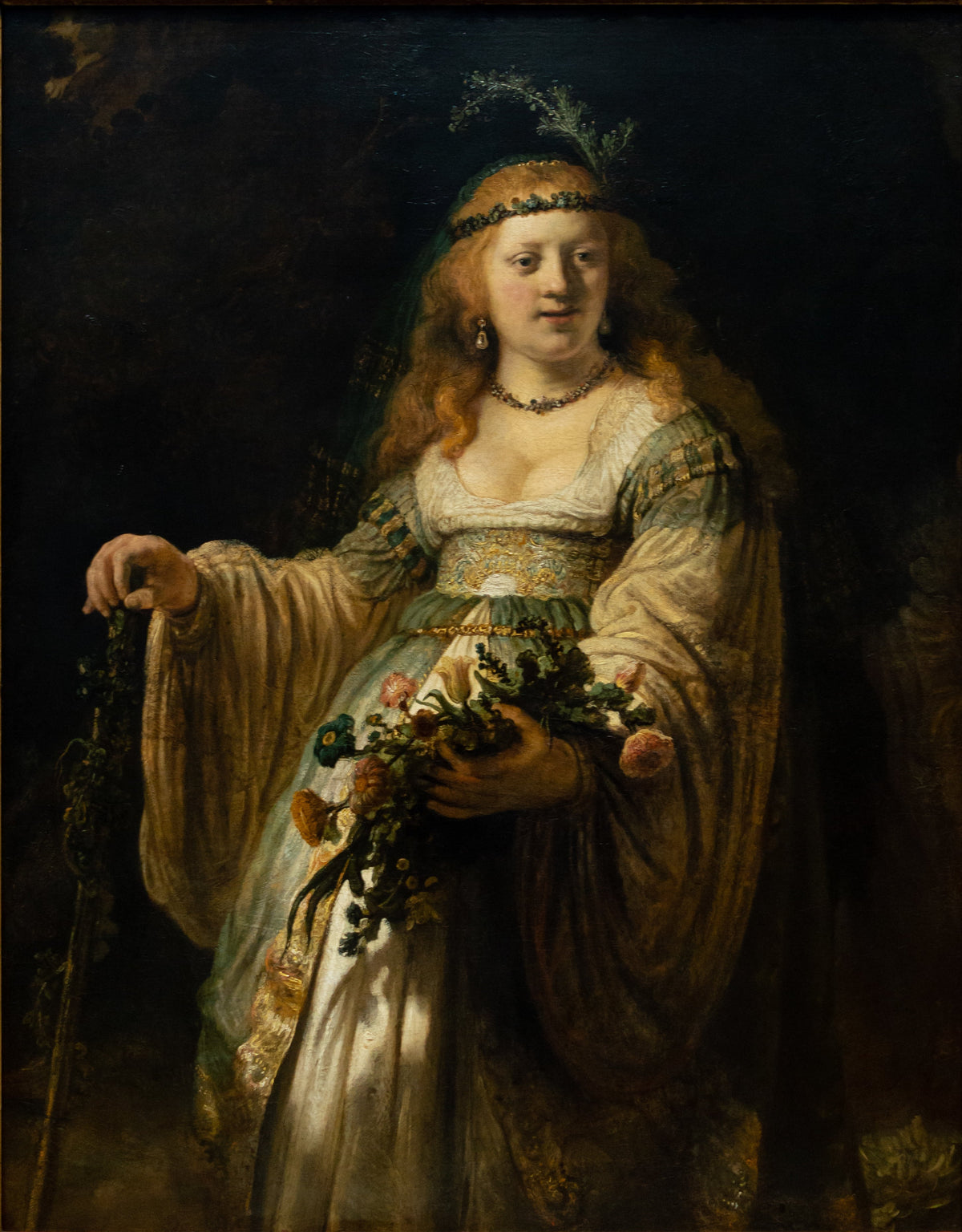 Saskia van Uylenburgh en costume arcadien peinte par Rembrandt en 1635