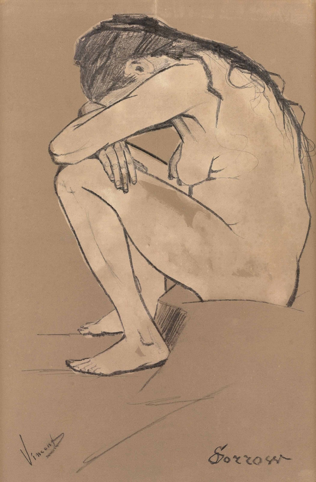 Sorrow, dessin de Sien Hoornik réalisé par Vincent van Gogh à La Haye en 1882