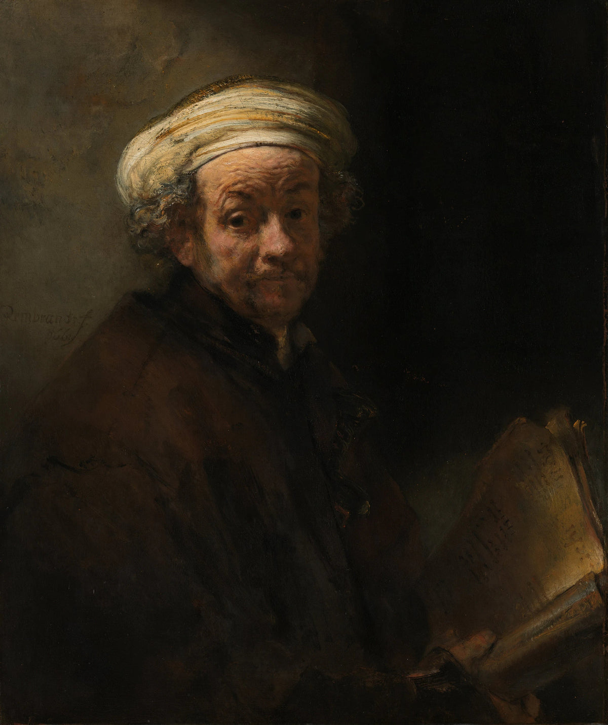 Rembrandt représenté en apôtre Paul avec manuscrit et épée, 1661