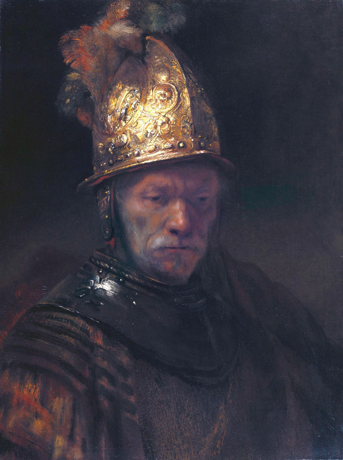 L’Homme au casque d’or, peintre anonyme du cercle de Rembrandt, vers 1650–1660, Gemäldegalerie de Berlin