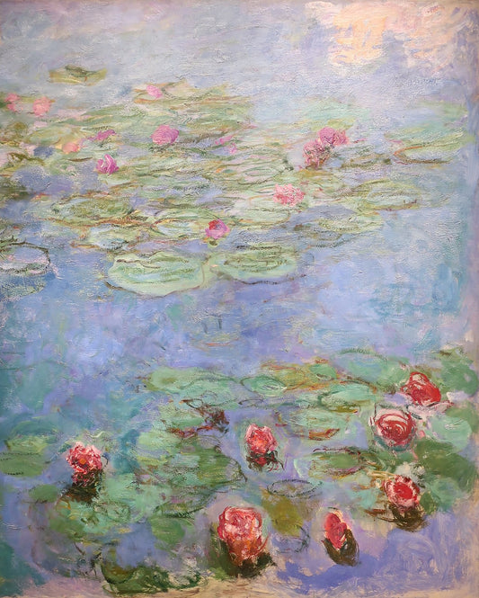 🌺 Nenufary – Czerwone kwiaty w pełnym rozkwicie, Claude Monet