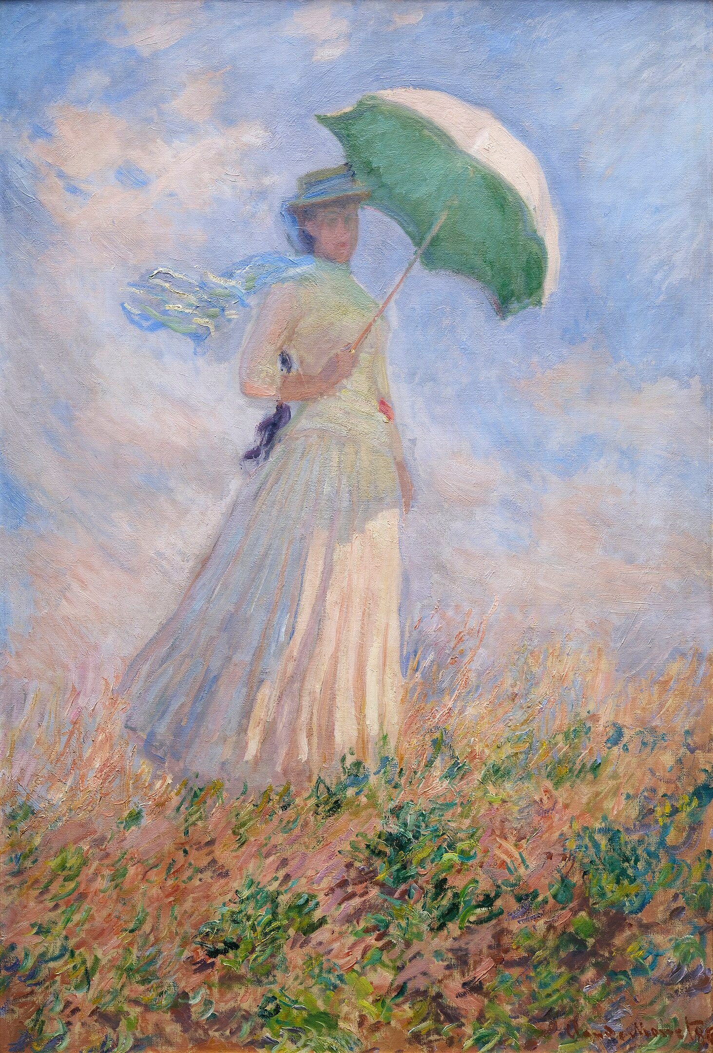 Kobieta z parasolką zwrócona w prawo - Claude Monet