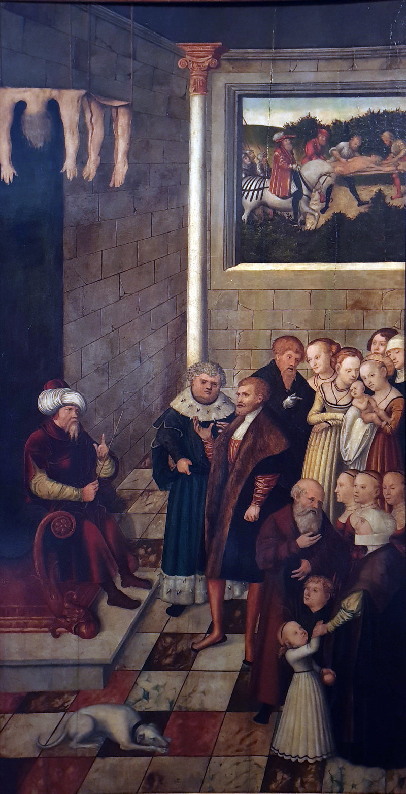 Sąd Kambyse (panele exemplum elektora Joachima II) - Lucas Cranach Starszy