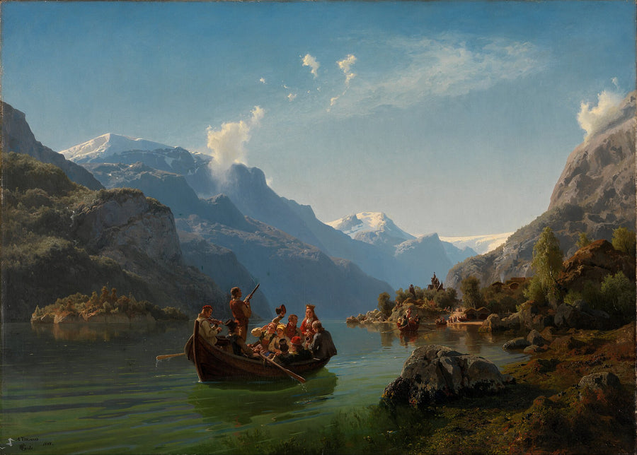 Procession nuptiale sur le Hardangerfjord, Adolph Tidemand et Hans Gude, 1848, peinture à l’huile
