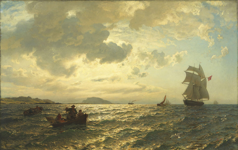 Brise fraîche sur la côte norvégienne, Hans Fredrik Gude, 1876, peinture à l’huile