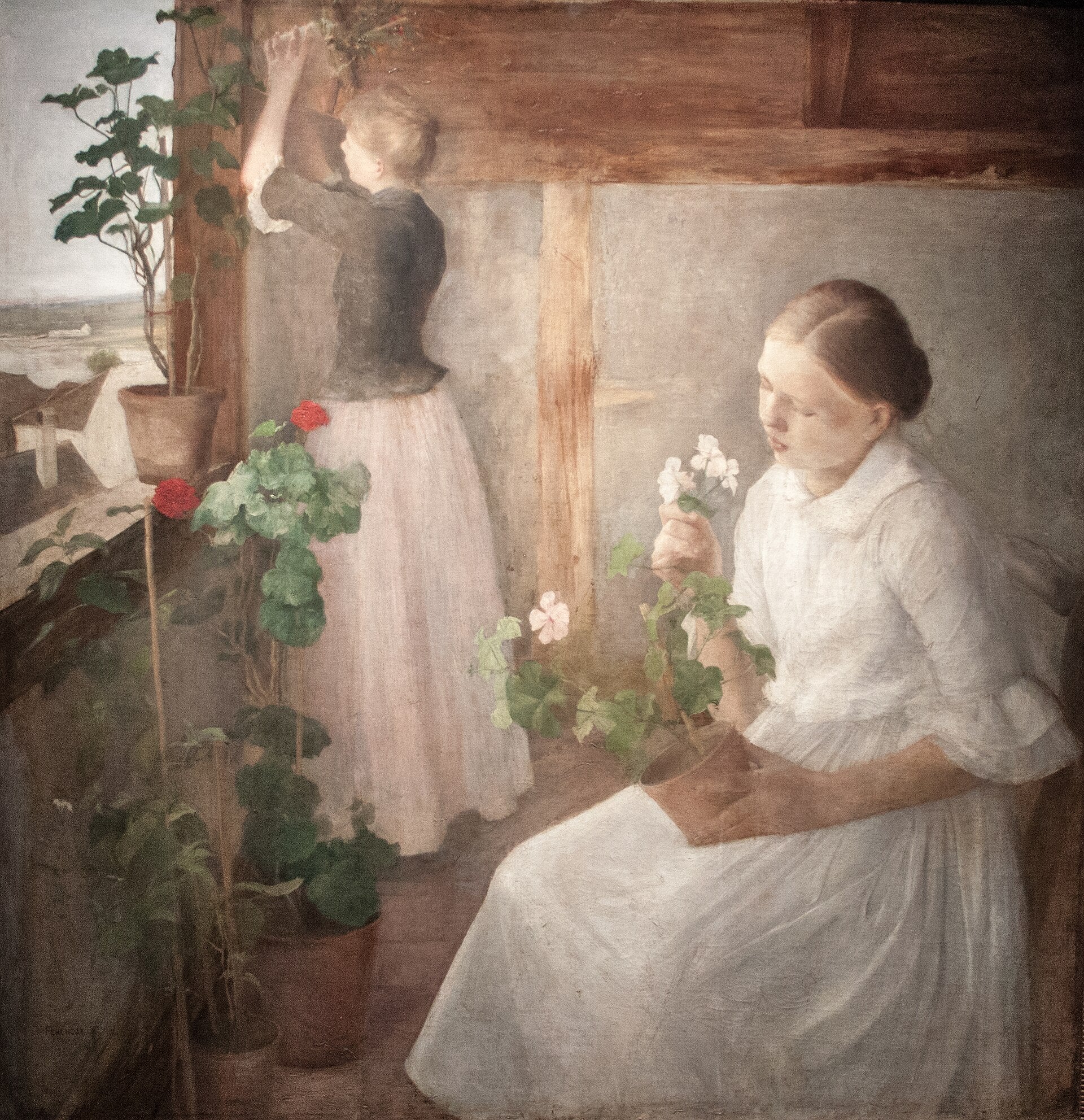 Jeunes filles soignant les fleurs, Károly Ferenczy, 1889