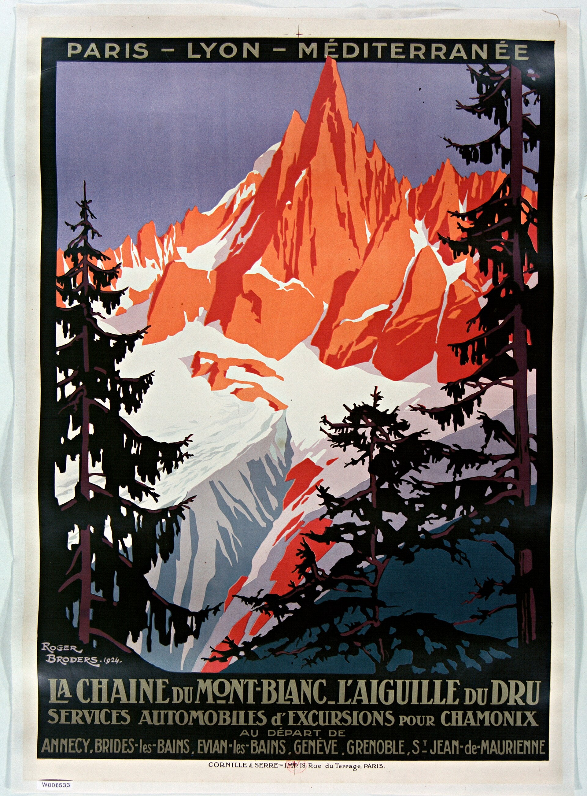 La chaîne du Mont-Blanc, Roger Broders, 1924 — reproduction peinte à la main