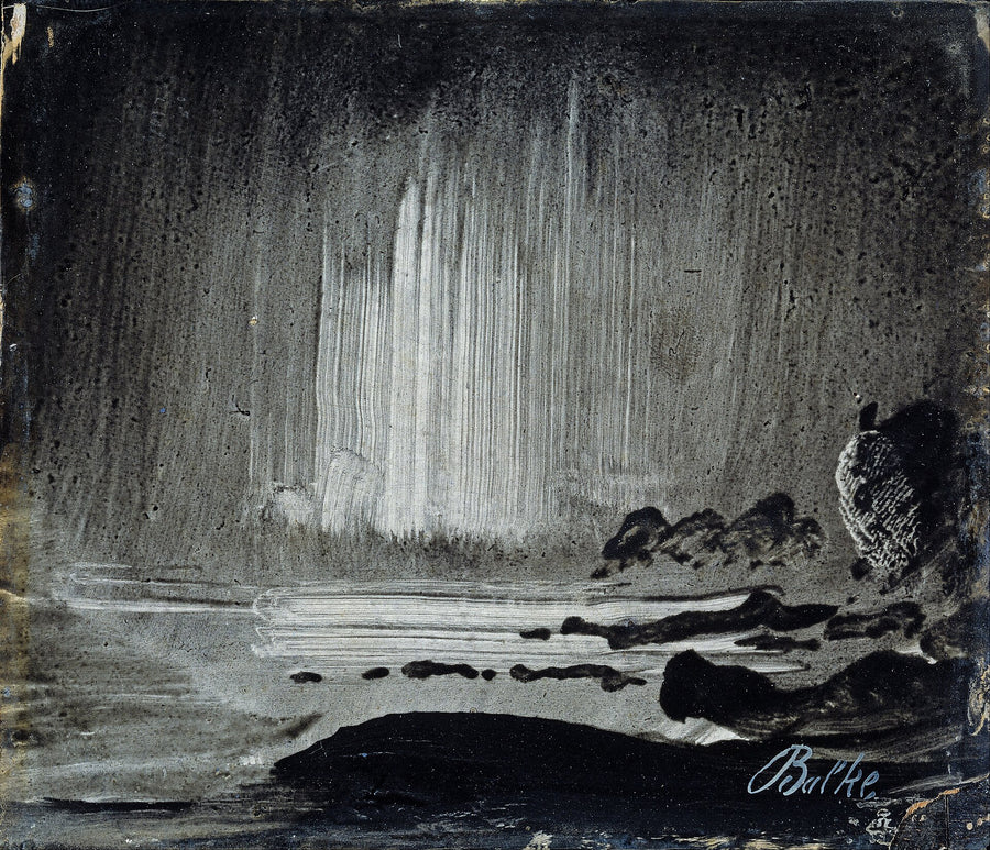 Aurore boréale au-dessus d’un paysage côtier, Peder Balke, 1870, peinture à l’huile
