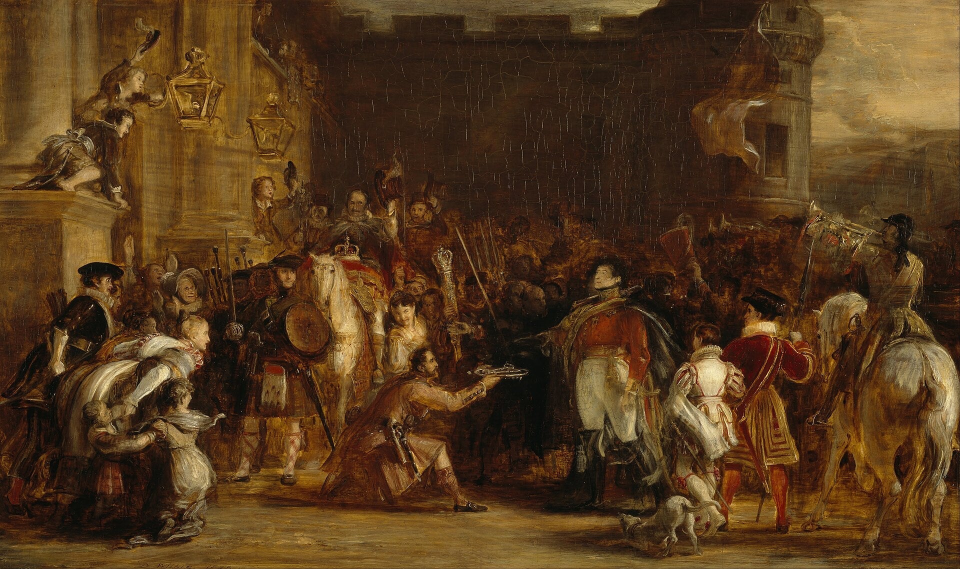 L’Entrée de George IV au palais de Holyroodhouse, David Wilkie, 1828, peinture à l’huile