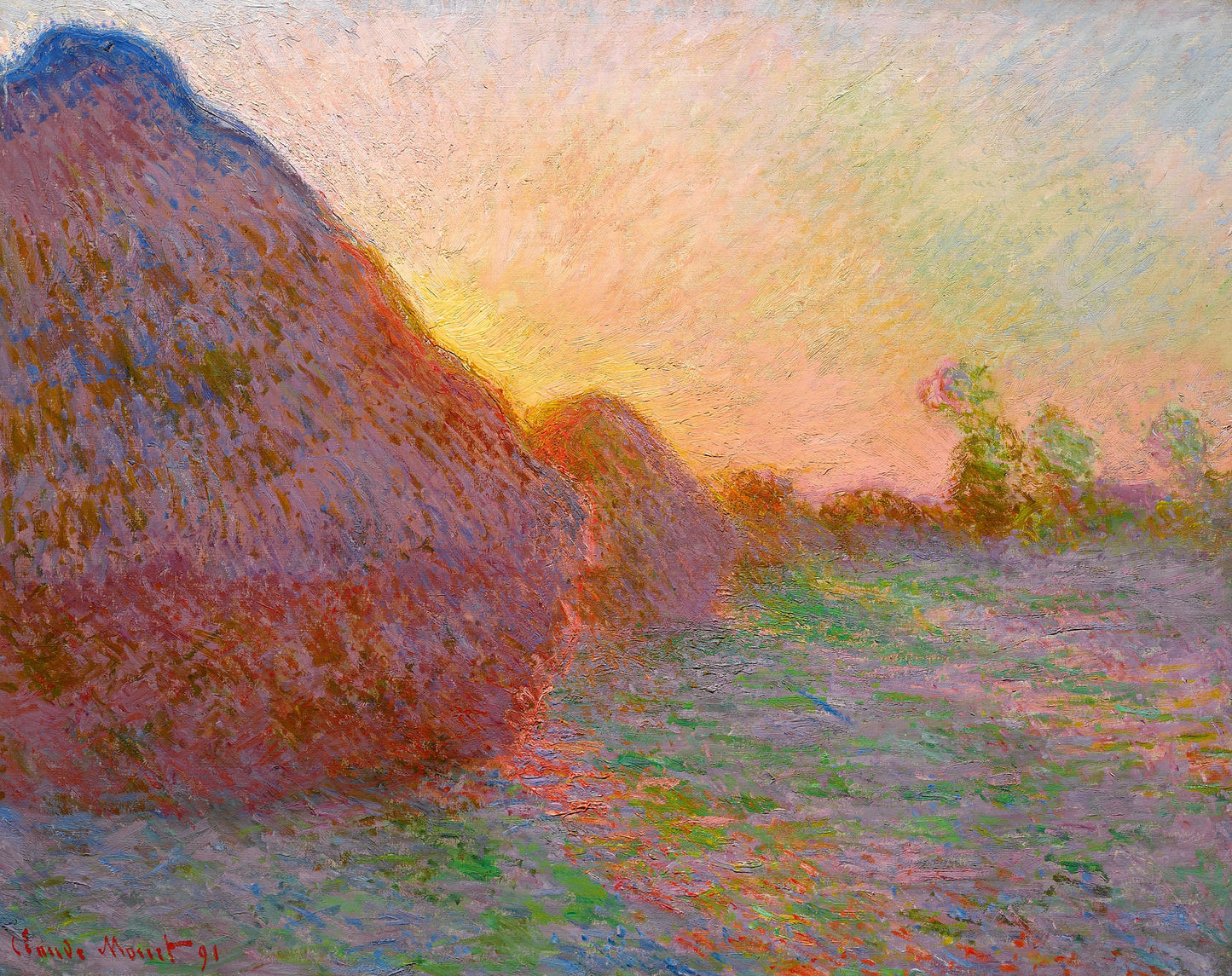 Meule, ostatnie promienie słońca - Claude Monet