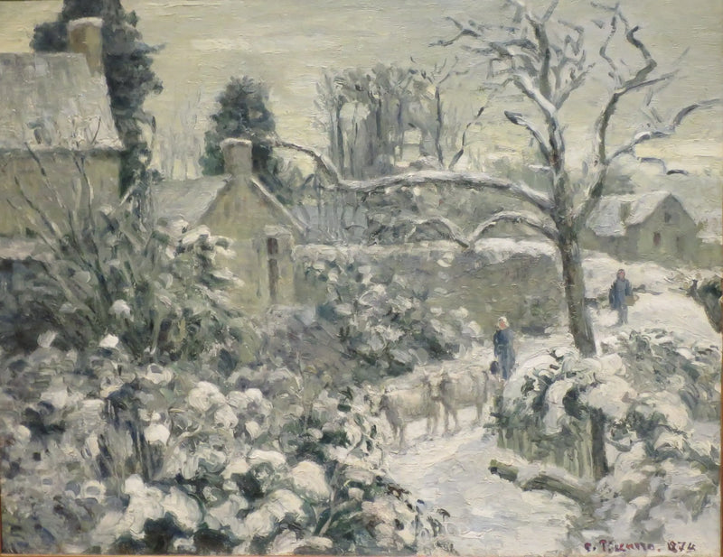 Krajobraz śnieżny z krowami w Montfoucault - Camille Pissarro