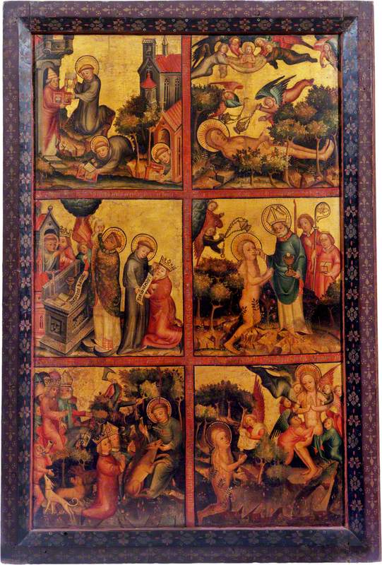 3 sceny z życia świętego Galla; 3 sceny z życia świętej Marii Magdaleny (tryptyk, zewnętrzna prawa skrzydło) - Mistrz Bertram