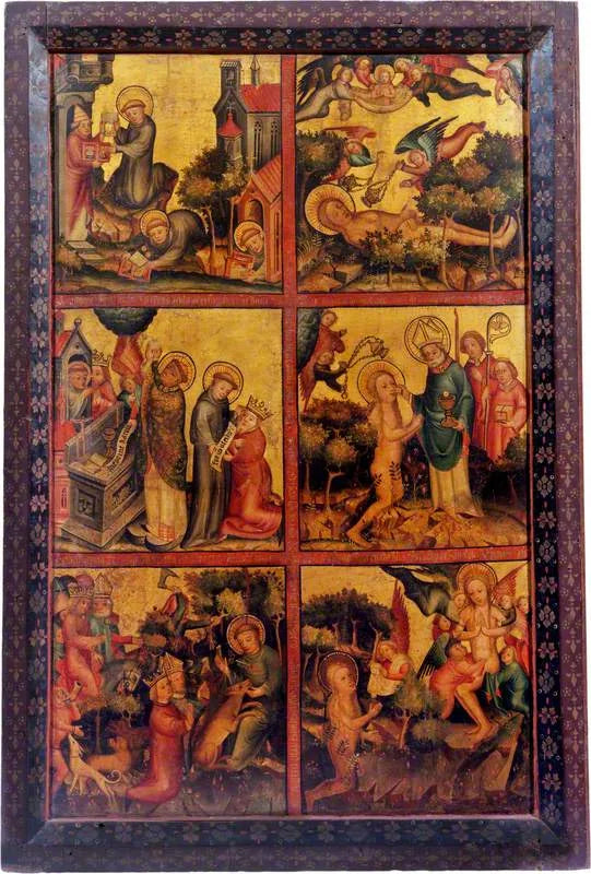 3 sceny z życia świętego Galla; 3 sceny z życia świętej Marii Magdaleny (tryptyk, zewnętrzna prawa skrzydło) - Mistrz Bertram