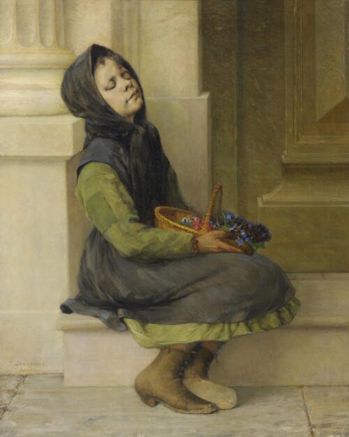 La Jeune Réfugiée endormie, Georgios Iakovidis, after 1900, Oil on canvas