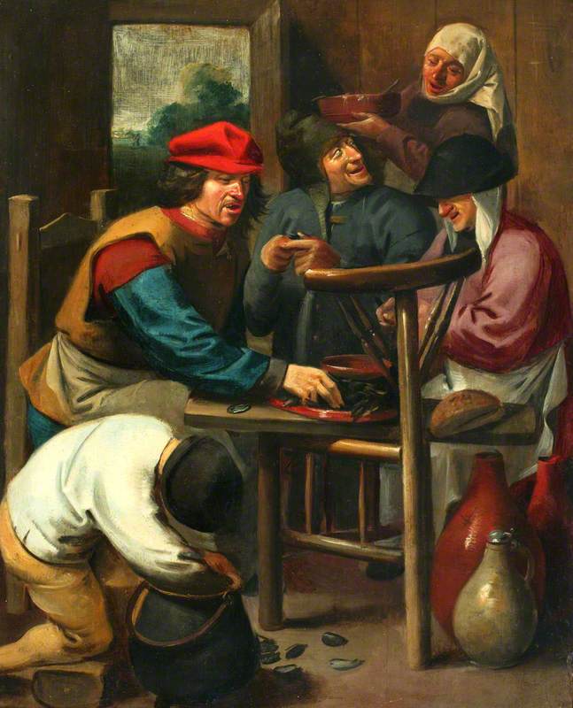 Des paysans mangent des moules - Adriaen Brouwer