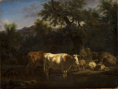 Paysage forestier avec des vaches et des moutons au repos - Adriaen van de Velde