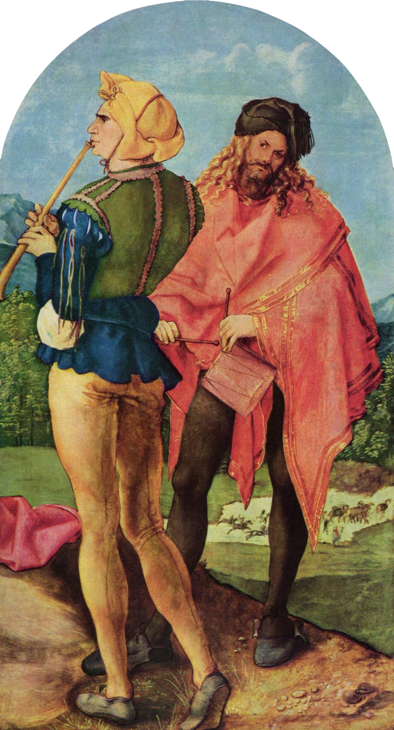 Ołtarz Jabacha: grajek na dudach i perkusista - Albrecht Dürer