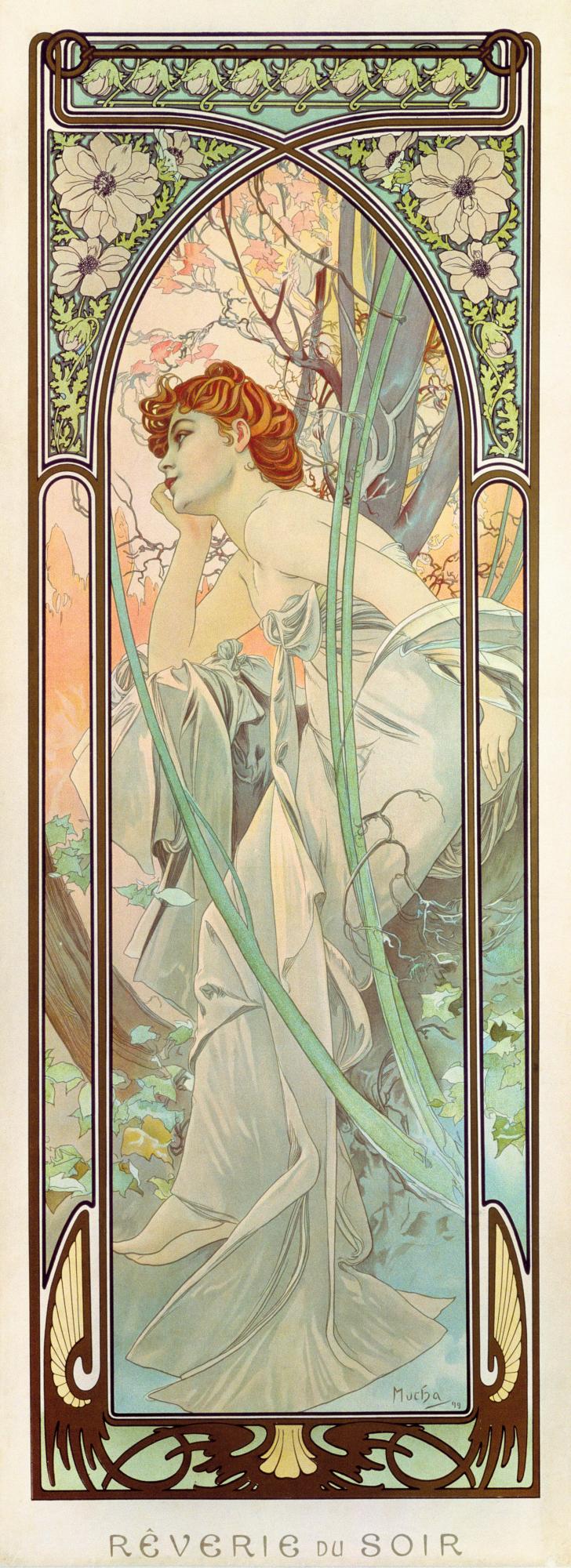 Les Heures du jour : la Rêverie du soir - Alphonse Mucha