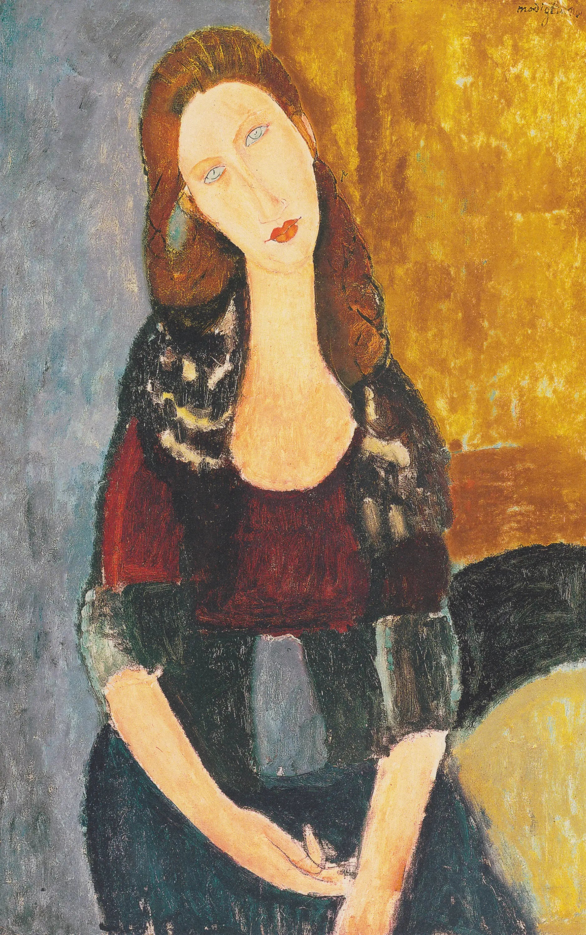 Reproduction du tableau « Jeanne Hébuterne assise - Amedeo Modigliani » par Alpha Reproduction en peinture à l’huile