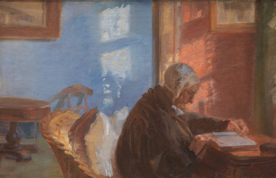 Matka artystki Ane Hedvig Brøndum w czerwonym pokoju - Anna Ancher