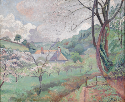 Pommier en fleurs, ferme de Riversbridge, Blackpool, Devon - Lucien Pissarro