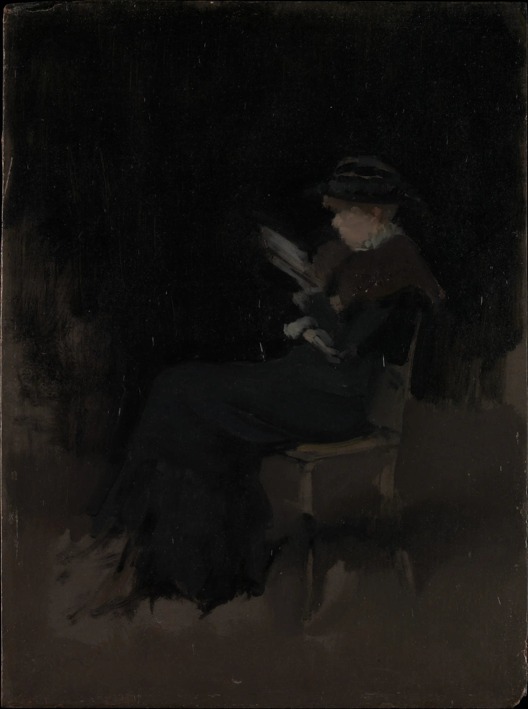 Reproduction du tableau « Arrangement en noir : Fille lisant - James Abbott McNeill Whistler » par Alpha Reproduction en peinture à l’huile
