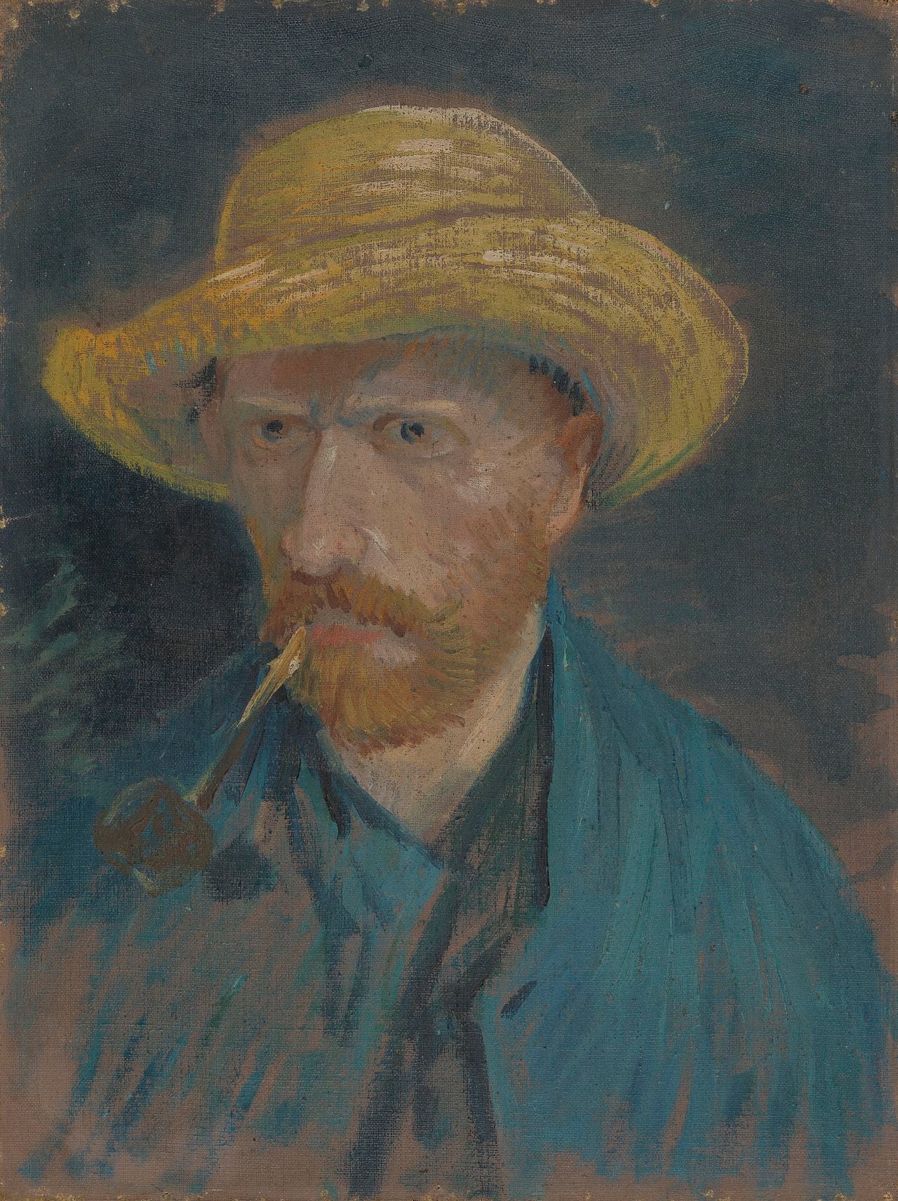 🧢 Autoportret w słomkowym kapeluszu i z fajką – Vincent van Gogh (1887)
