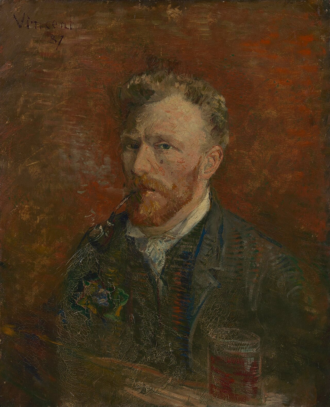 🍺 Autoportret z fajką i kieliszkiem – Vincent van Gogh (1887)