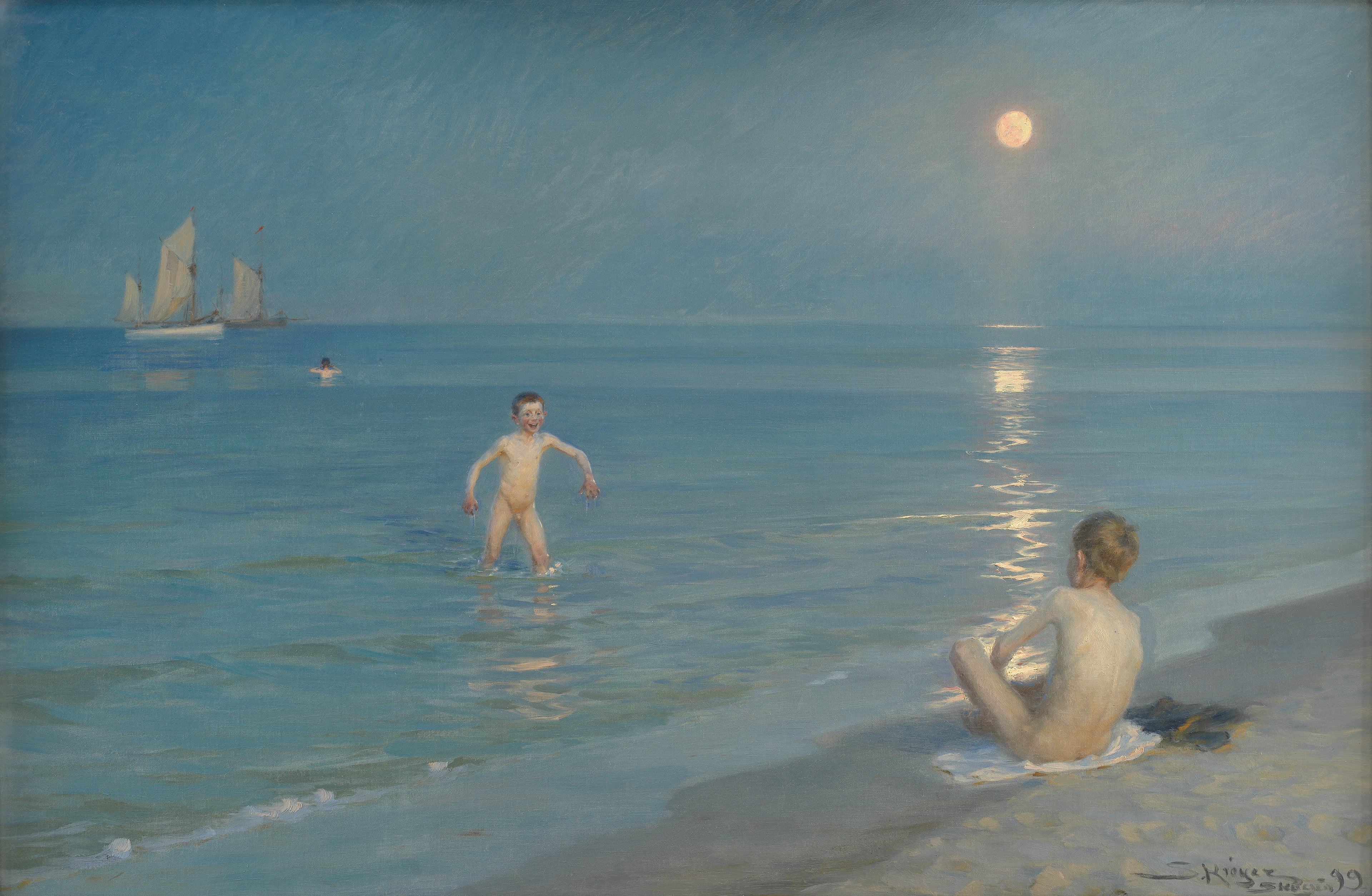 Chłopcy kąpiący się w Skagen. Letni wieczór - Peder Severin Krøyer