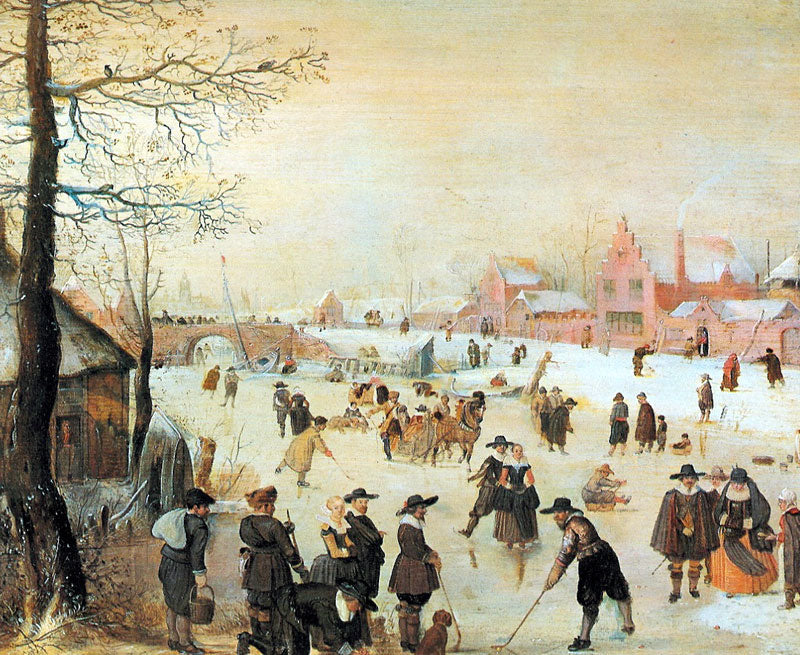 Patineurs, joueurs de Kolf et luges sur la glace - Hendrick Avercamp image 1 copie peinte à la main à l’huile