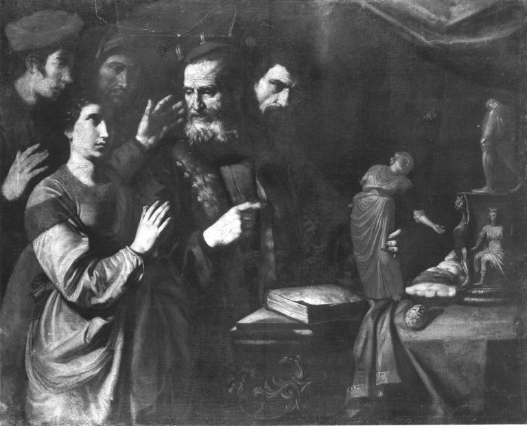 Die hl. Katharina soll zum Götzendienst zurückkehren - Bartolomeo Manfredi image 1 copie peinte à la main à l’huile