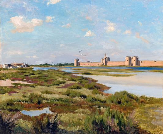 Reproduction du tableau « Les Remparts d'Aigues-Mortes - Frédéric Bazille » par Alpha Reproduction en peinture à l’huile