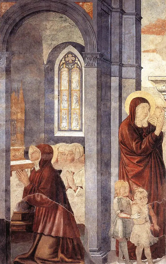 Święty Augustyn opuszcza swoją matkę (scena 3, ściana wschodnia) - Benozzo Gozzoli