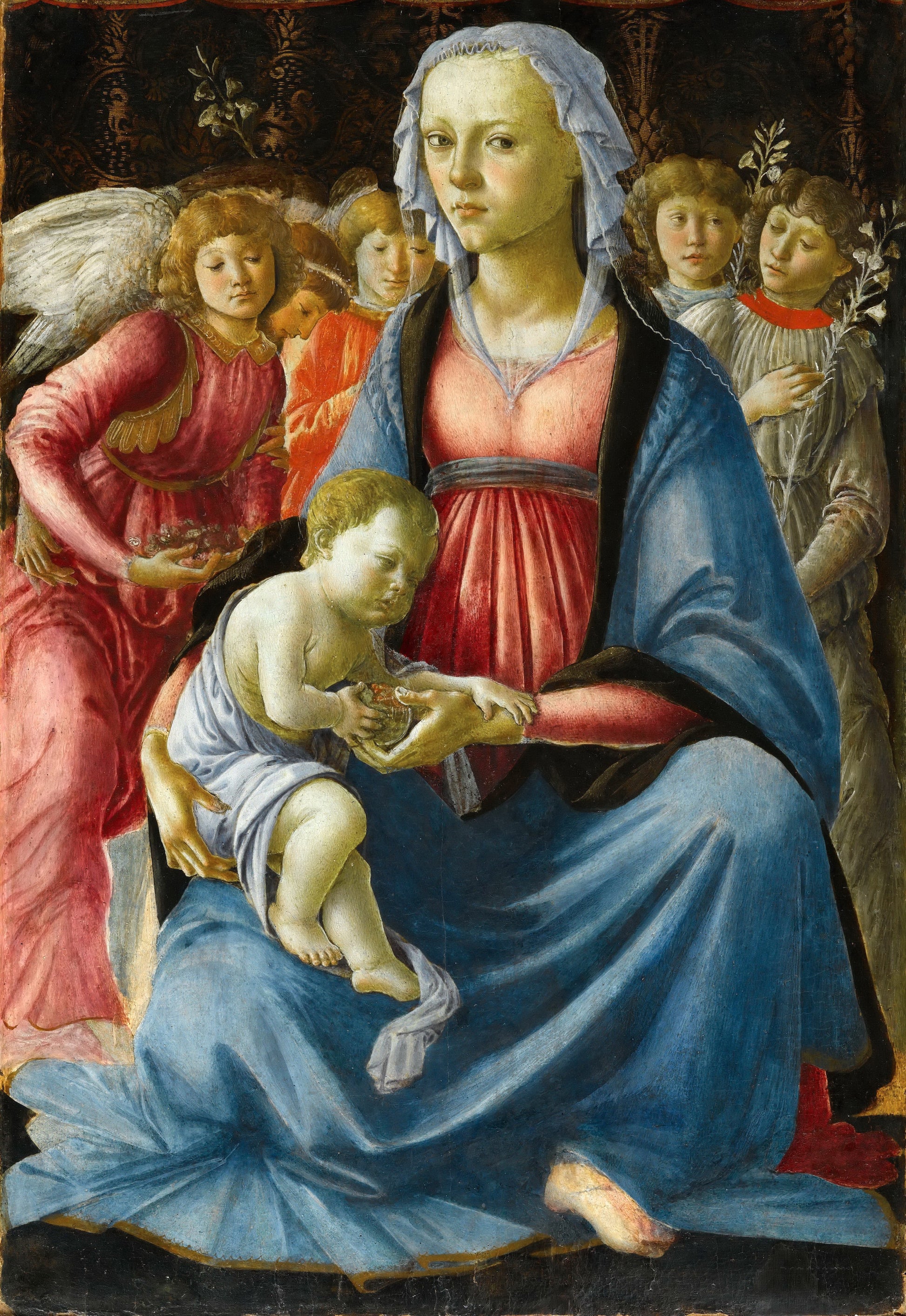 Madonna z Dzieciątkiem otoczona pięcioma aniołami - Sandro Botticelli