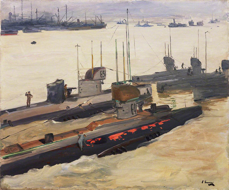 Sous-marins mouilleurs de mines britanniques, Harwich - John Lavery
