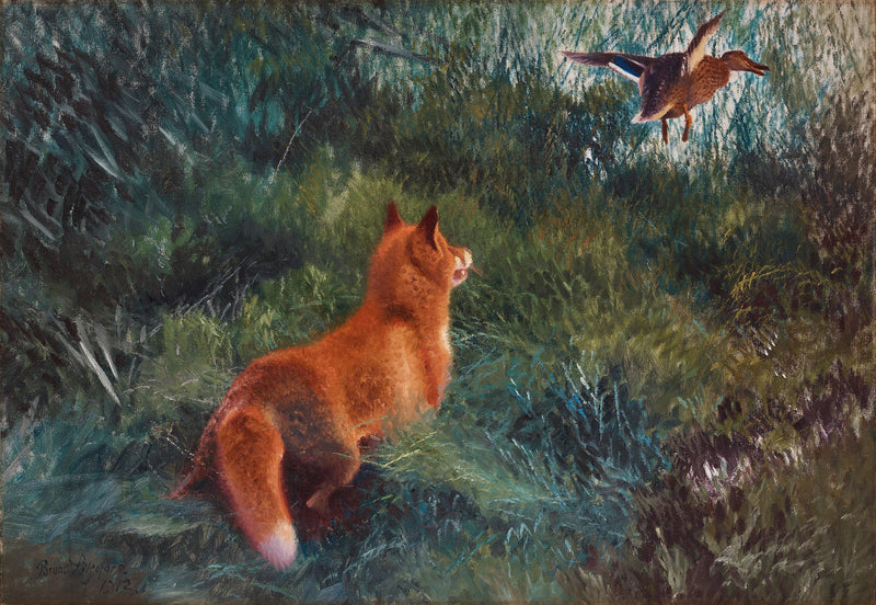 Renard et canard colvert - Bruno Liljefors
