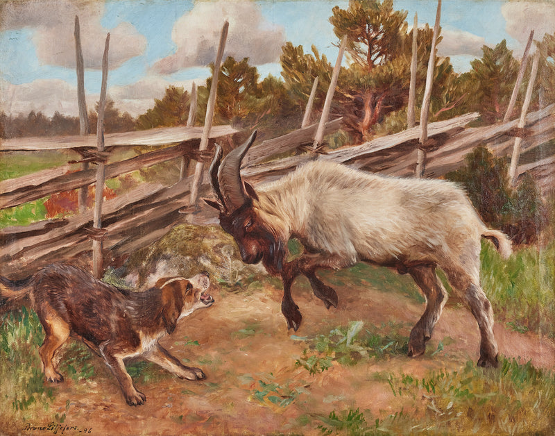 Chèvre donnant des coups de tête - Bruno Liljefors