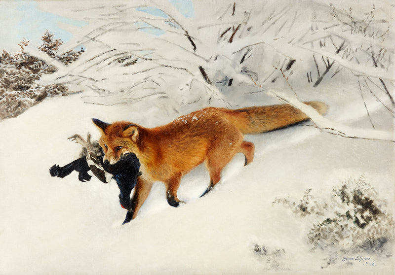 Renard dans un paysage enneigé - Bruno Liljefors
