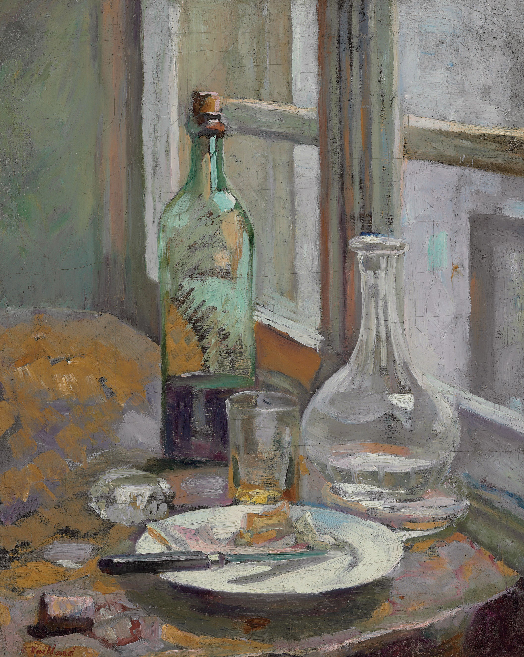 Nature morte avec bouteille et carafe - Édouard Vuillard