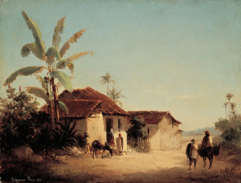 Krajobraz z chatami i palmami - Camille Pissarro