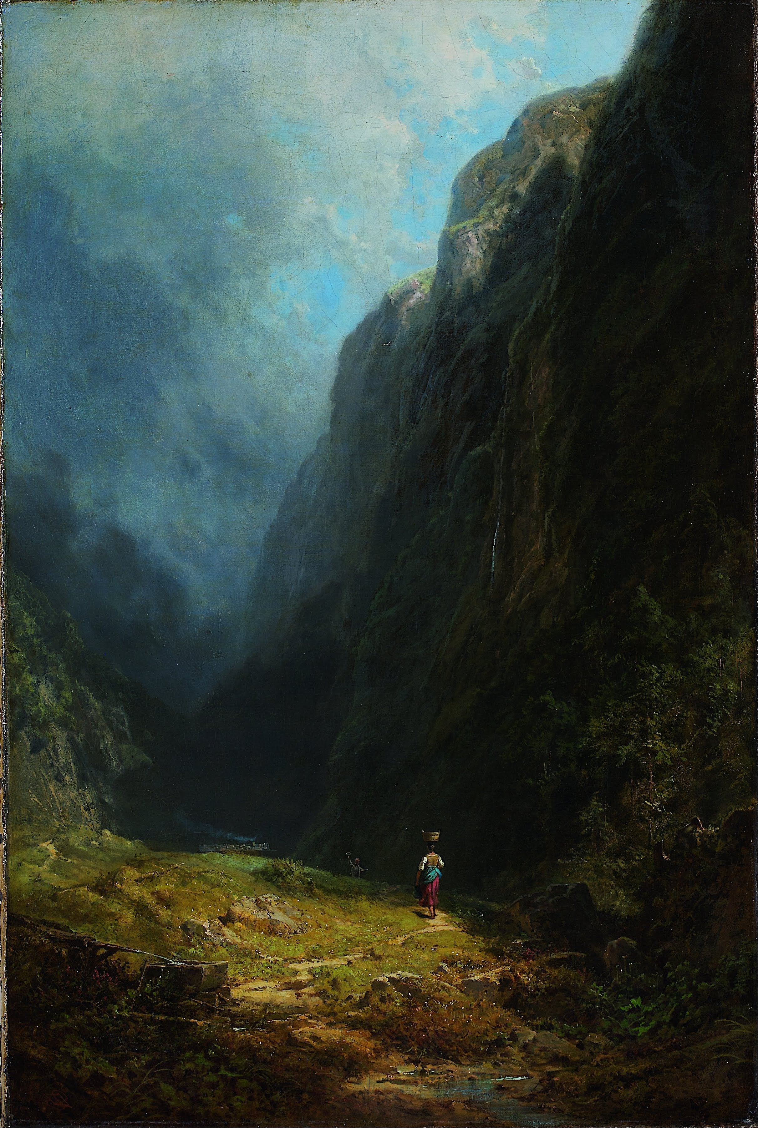 W wysokiej dolinie alpejskiej (Krajobraz z górą Wendelstein) - Carl Spitzweg