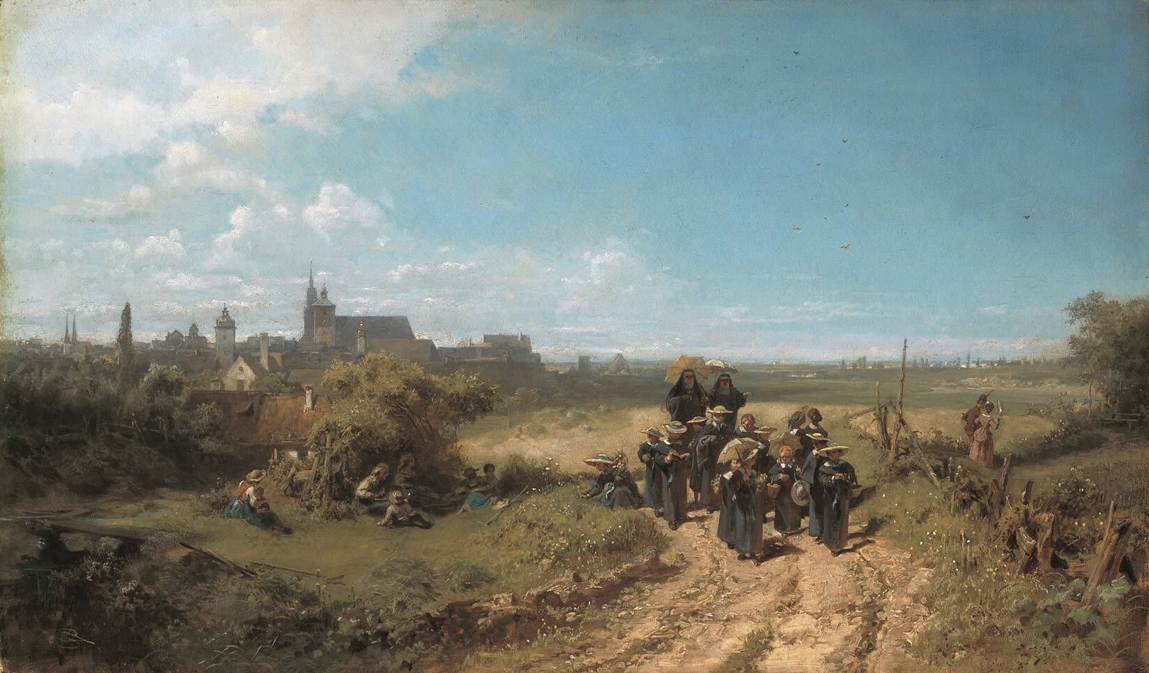 Spacer w klasztorze - Carl Spitzweg