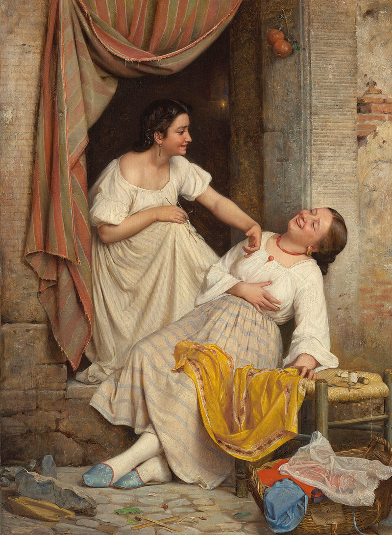 Dwie uśmiechnięte dziewczyny - Carl Heinrich Bloch