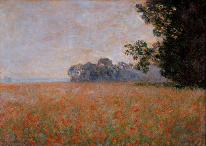 🌾 Pole owsa z makami – Claude Monet (około 1890)